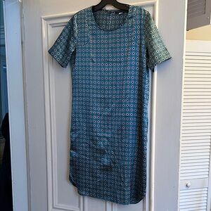 Silky Blue Patterned Dress